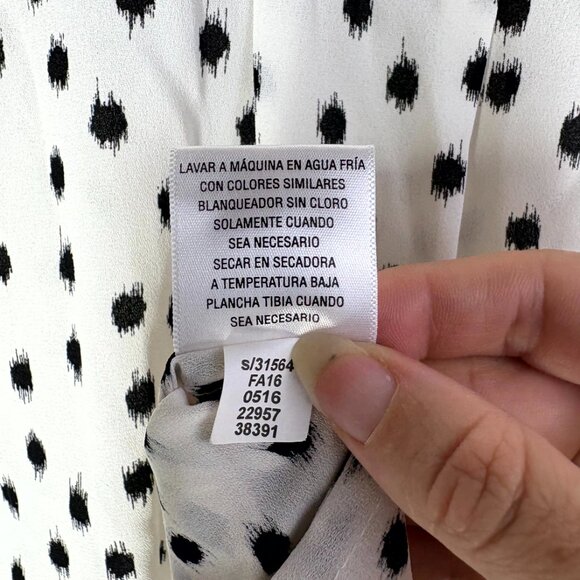 Charter Club White Black Polka Dot Long Sleeve Button Blouse - Picture 8 of 8